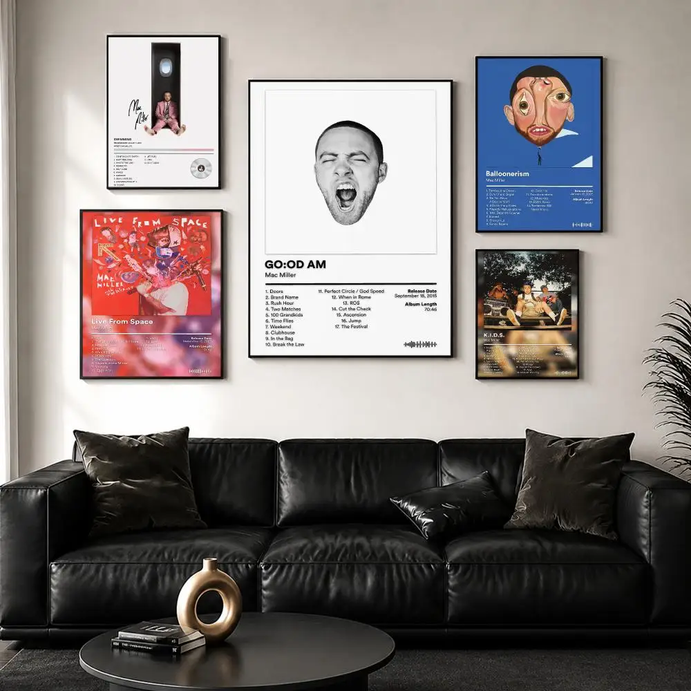 Rapper Album Mac M-Miller Poster Decorative Wall Art Sticker Mural Print for Bedroom Living Room Hallway Home Decor Gift