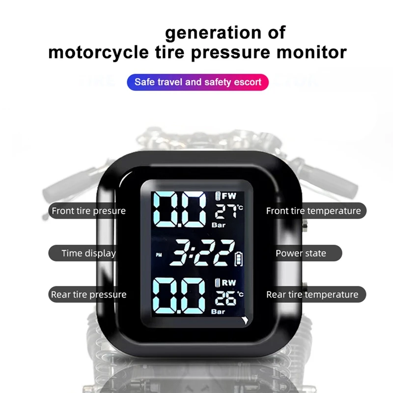 Motor Tire Pressure Monitoring Alarm Systemwireless LCD Display Motorcycle TPMS Tyre Temperature Tester