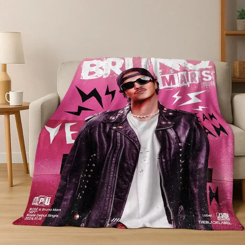 Bruno Mars Superstar Art Flannel Blanket,Cozy Soft Throw Blanket for Home Bedroom Bed Sofa Picnic Office Cover Gift Kid