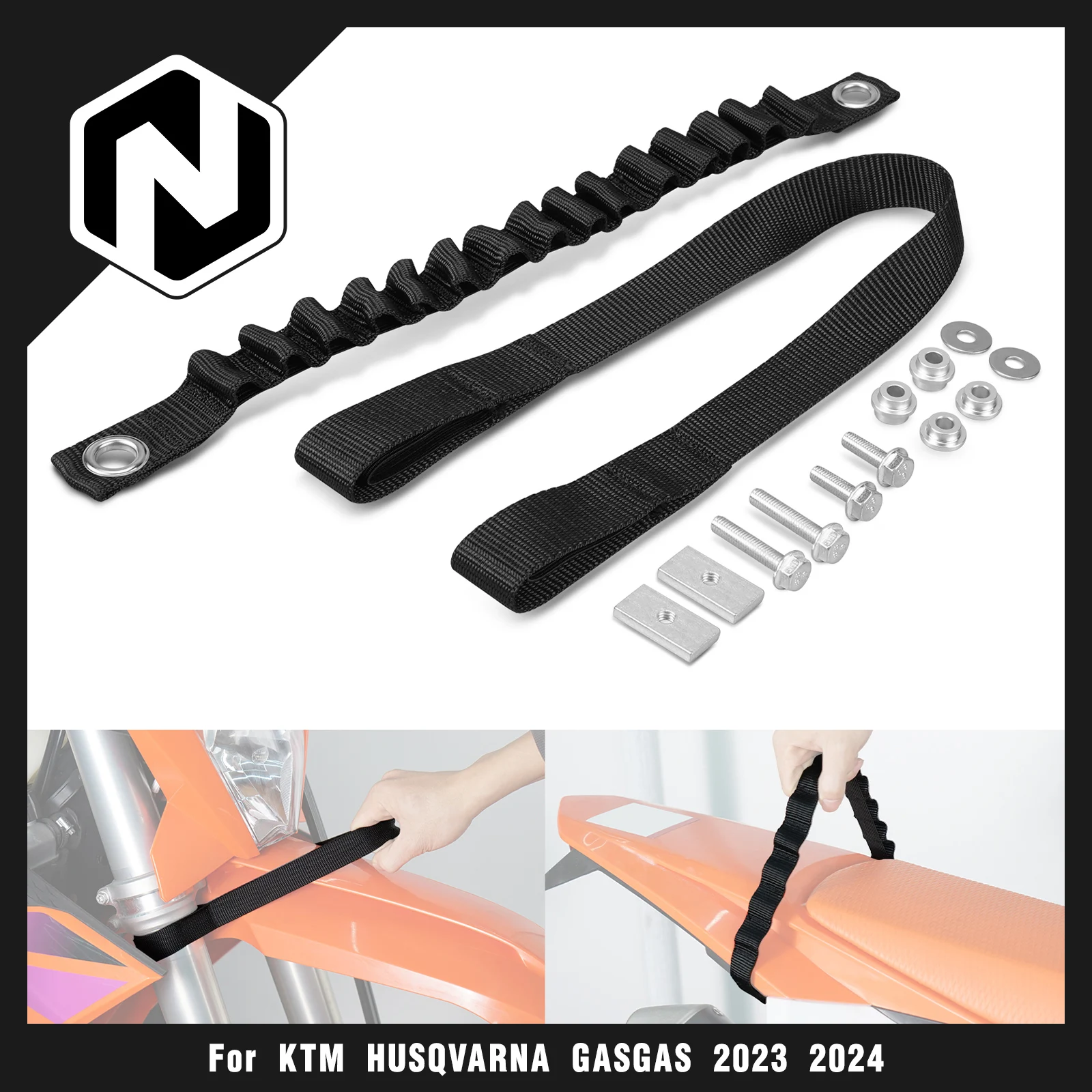 

NICECNC For KTM 2024 EXC 300 EXC 250 EXCF 350 EXC 450 XCW 300 Front Rear Lift Pull Strap SX 125 SXF 250 SXF 450 XC XCF 2023-2024