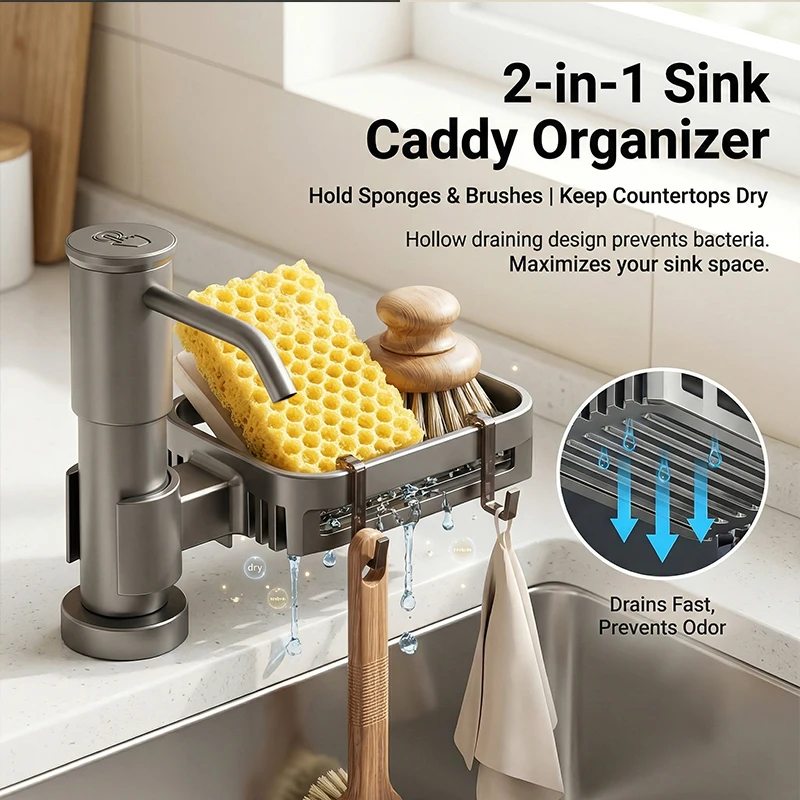 Luxury Space Aluminum Dishwash Soap Dispenser Extension Tube Kit No Screw Quick Install No Bend Kitchen Sink Accessory