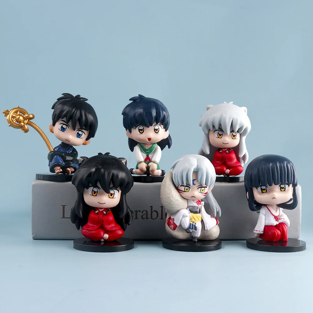 6Pcs New Inuyasha Action Figure Sesshoumaru Cute Mini Doll Comic PVC Model Toys Gift Kids Desktop Decoration Charm Collection