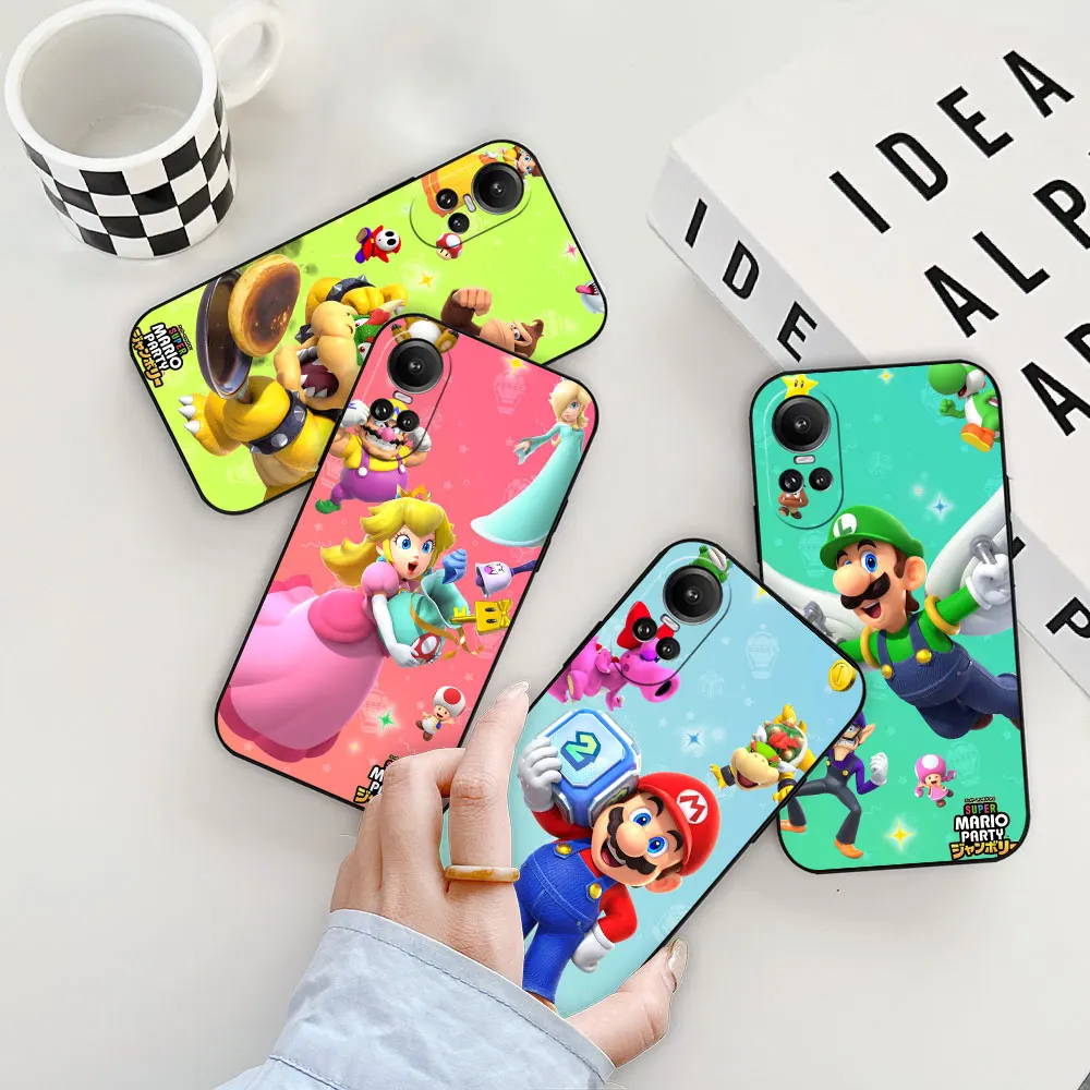 Cartoon Super M-Mario Bros Phone Case For OPPO Reno 11 11F 10 8 8T 7 7Z 6 6Z 5 4 3 2F Z ACE Pro Plus Black Soft Silicone Cover