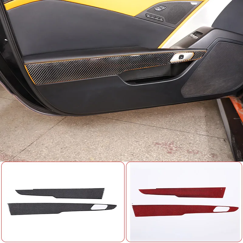 

For Chevrolet Corvette C7 2014-2019 Soft Carbon Fiber Car Interior Door Handle Switch Panel Cover Sticker Car Accessories