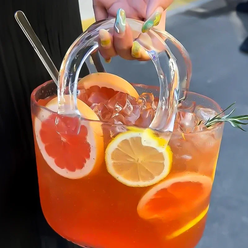 Handheld Glass Wrapped Slightly Drunk Fruit Wine Cup Set with Tray Bar Cocktail Cup