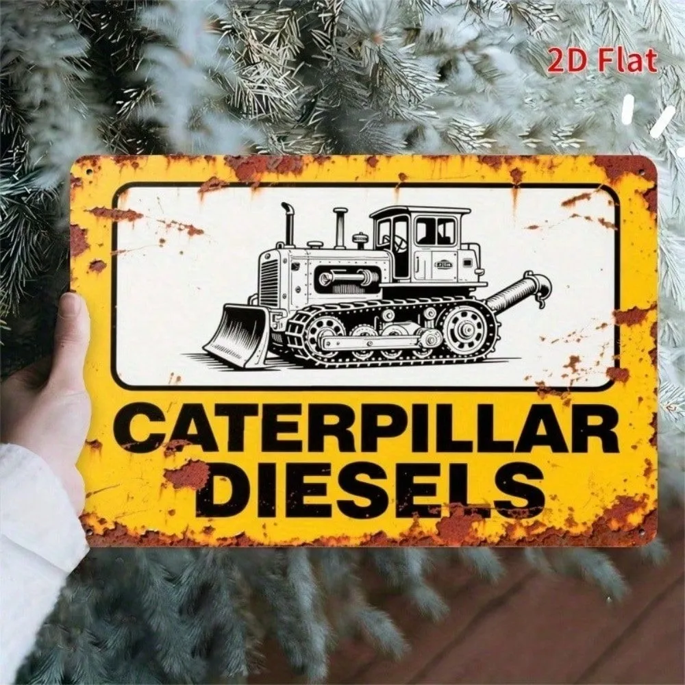 

Antique Vintage Caterpillar Metal Tin Sign, Art Deco Wall Decor For Ramadan 2026 & Valentines, Retro Man Cave Garage Bar Decor