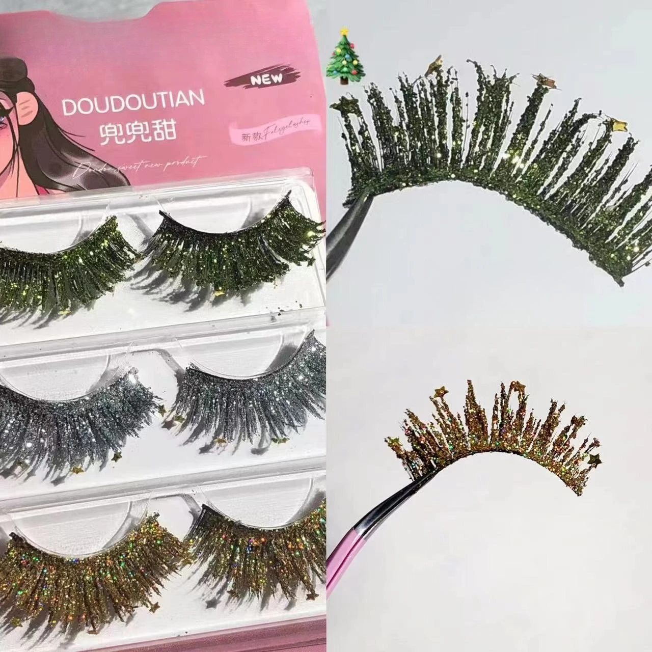 

3 Pairs Sweet Elf Glitter False Eyelashes Christmas Limited Glitter Star Fake Eyelash Cosplay Whole Strip Lashes DIY Extension