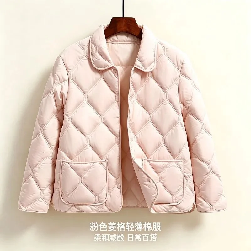Korean Women Large Size 5XL Cotton Padded Tops Jacket Female Light Thin Casual Parkas Coat Lady Long Sleeves Down Cotton Outwear