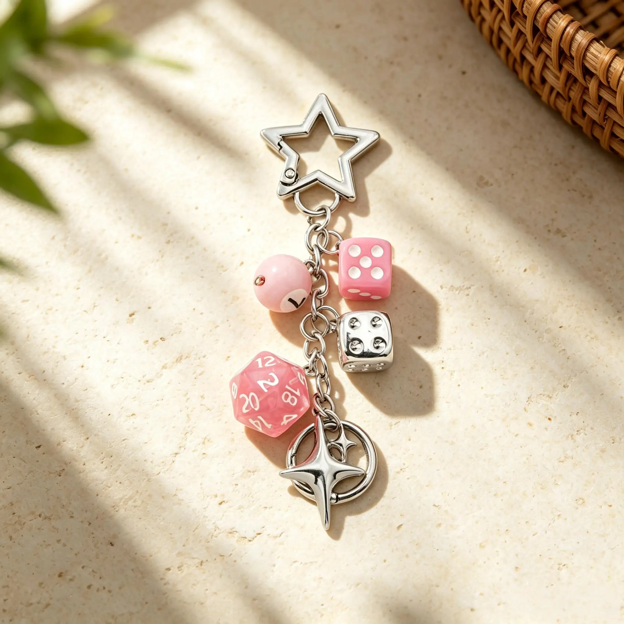 Dice Keychain Y2K Style Hip Hop Dice Star Bag Charm Fashion Backpack Handbag Billiard Accessory Car Keychain Women's Gift