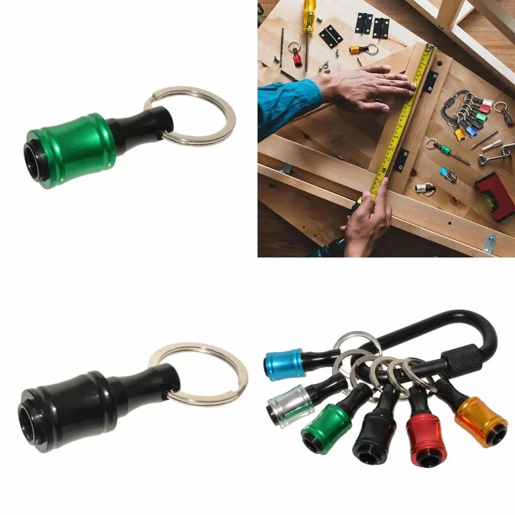 

R9UF 1/4-inch Shank Aluminum Alloy Screwdriver Bits Holder Extension Bar Drill Screw Adapter Change Keychain Portable