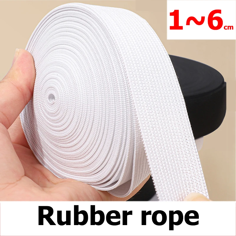 1/1.5/2/2.5/3.5/4/4.5/5/6cm White/Black Strong Elastic Cord Rubber Band Flat Rubber Band Stretch Rope Elastic Ribbon