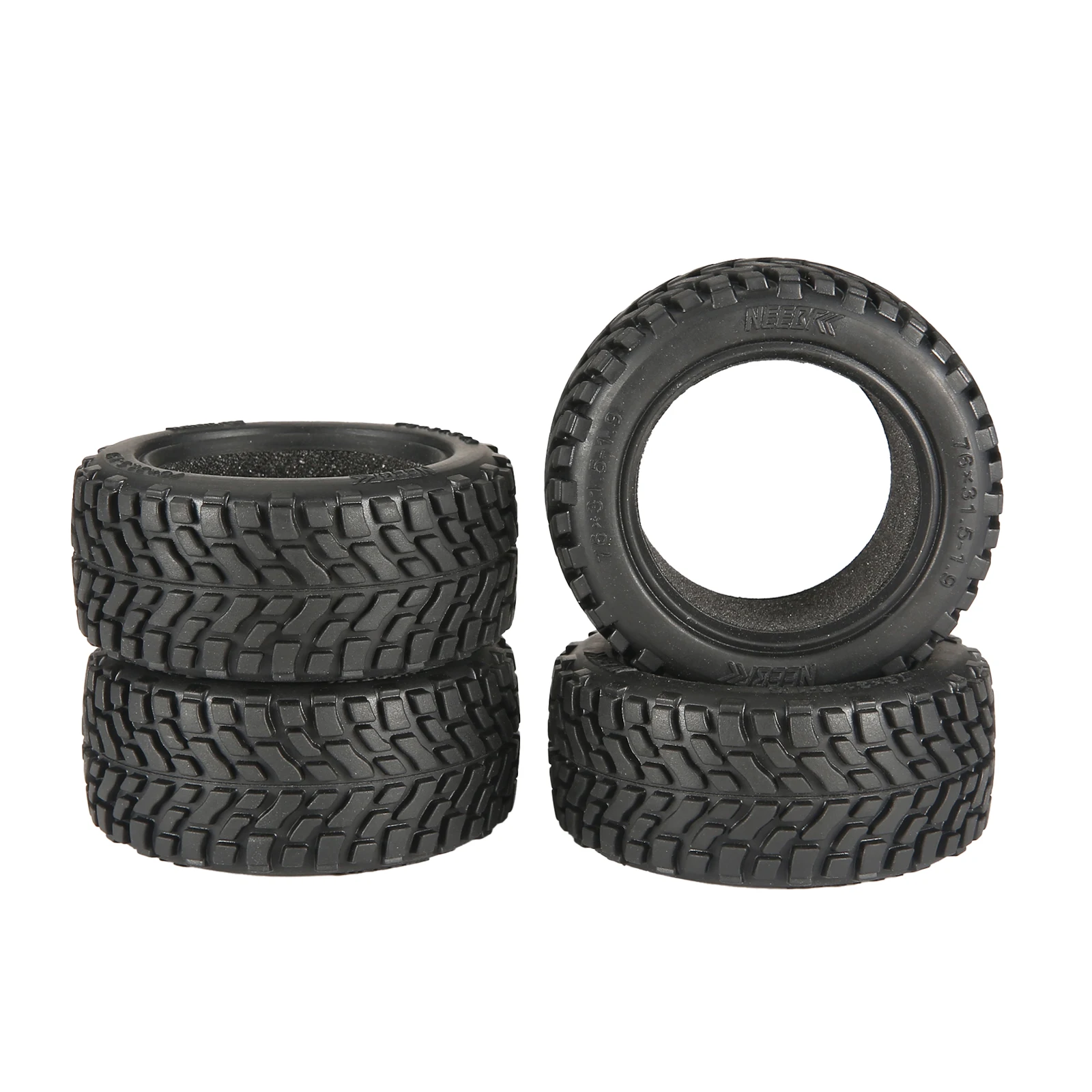 4PCS NEEBRC 75mm 1.9 inch Rubber Tyre Wheel Tire Hex Rim Hub for 1/10 1/14 1/16 RC Car Crawler Off-road Climbing HPI Wltoys