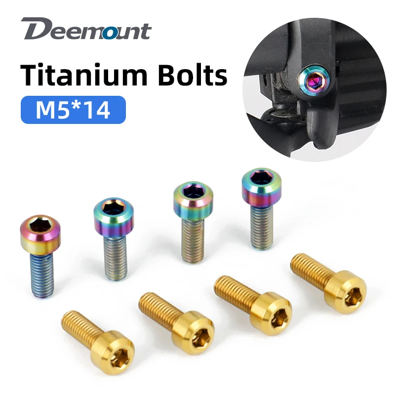 Deemount Derailleur Shifter Titanium Bolts M5*14mm CNC Ti TC4 Gr5 Hex Headed MTB Road Bike L/R Shift Fastening Parts