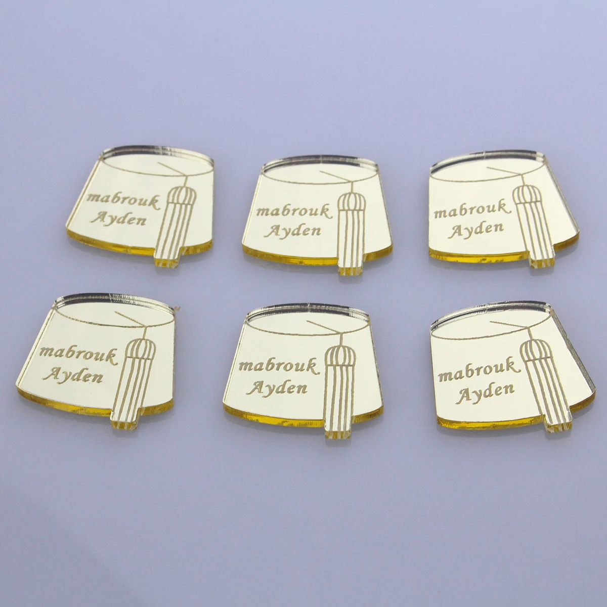 12pcs Lot Cute Hat Gold / Silver Mirror Acrylic Custom Personalized Engraved Baby Names Baptism Party Tags Decoration Favors