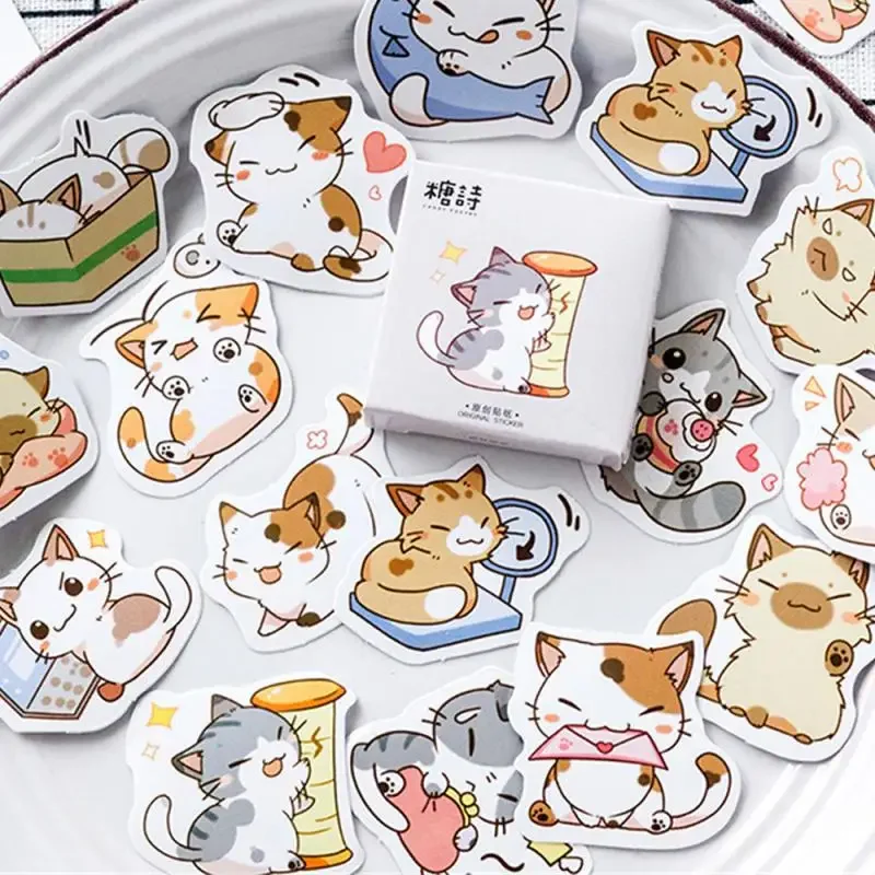 45 pcs/lot Kawaii cat dog Daily life Paper Small Diary Mini Cute box Stickers set Scrapbooking Flakes Journal Stationery