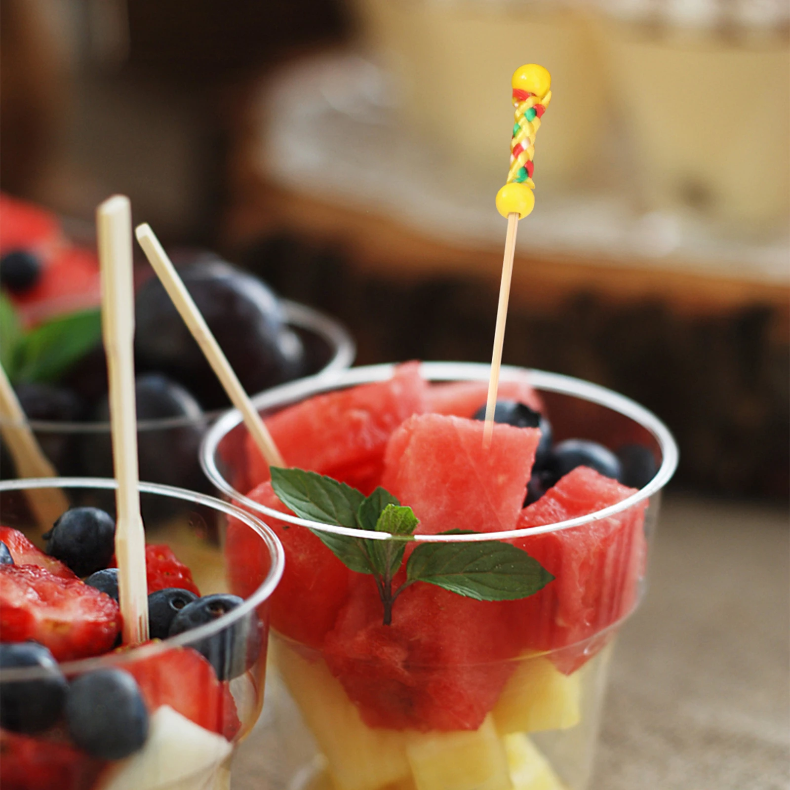 

100 Pcs Skewer Fruit Party Tableware Stick Red Party Tableware Home Use Picks Forks Food Dessert Kitchen Bar Tools