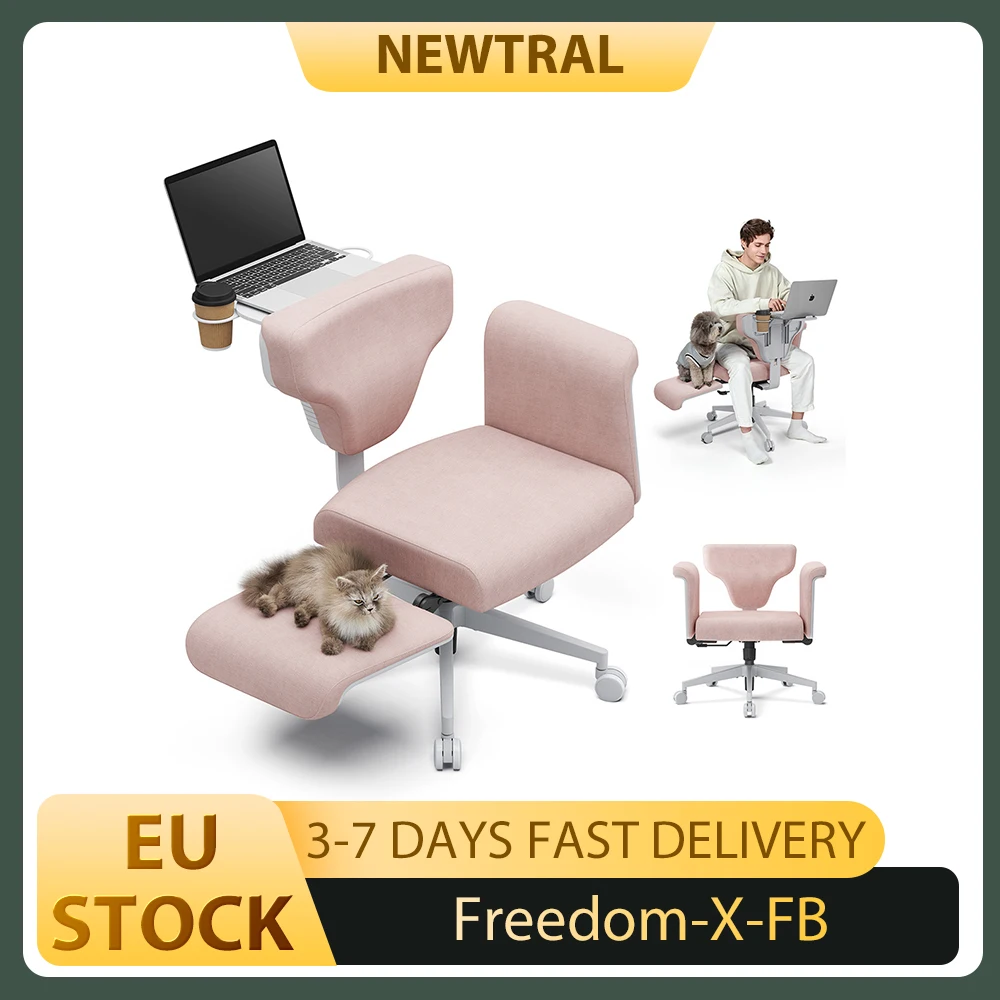 NEWTRAL Freedom-X-FB Sedia multi-posizione con braccioli Regolazione braccioli a 8 livelli 90 ° -117 ° Vassoio per laptop inclinabile sullo schienale e portabicchieri