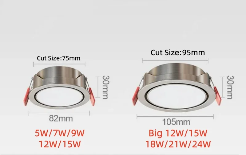 Led Downlight Ultra Thin Recessed Round Ceiling Lamp Eye Protection Dimmable Opening 75mm 95mm Light 110V 220V Lighting