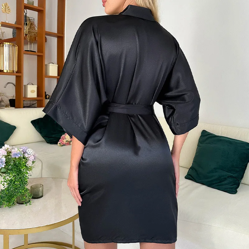 Summer Sexy Bride Wedding Robe Satin Sleepwear Fashion Women Nightgown Sexy Nightdress Lady Kimono Bathrobe Gown Negligee