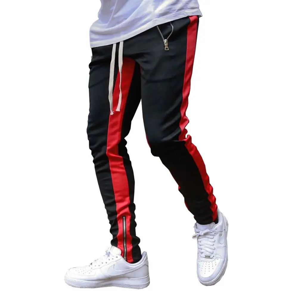 Fashion New Tide Casual Zipper Sports Trousers Men's Small Feet Long Pants Elasticity Men Pencil Pants Stacked Sweatpants