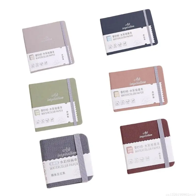 

D5BB 24 Sheets Watercolor Paper Pad Elastic Band Closure for Artist Student Sketching