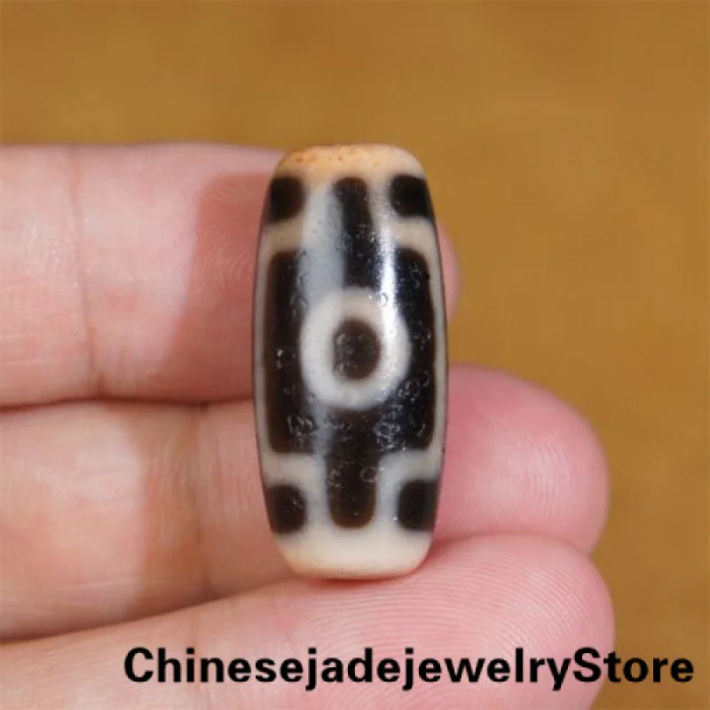 

Ancient Tibetan DZI Beads Old Agate Lucky 2 Eye Totem Amulet Pendant GZI 28mm