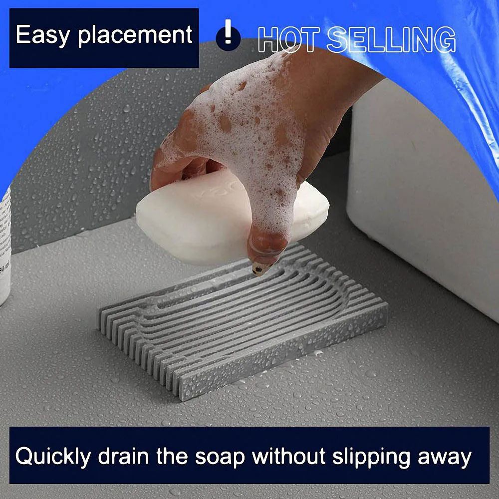 Soft Silicone Double Sided Soap Dish Bathroom Shower Soap Holder Storage Box Non-Slip Soap Tray Drain Plate Bathroom Supplies