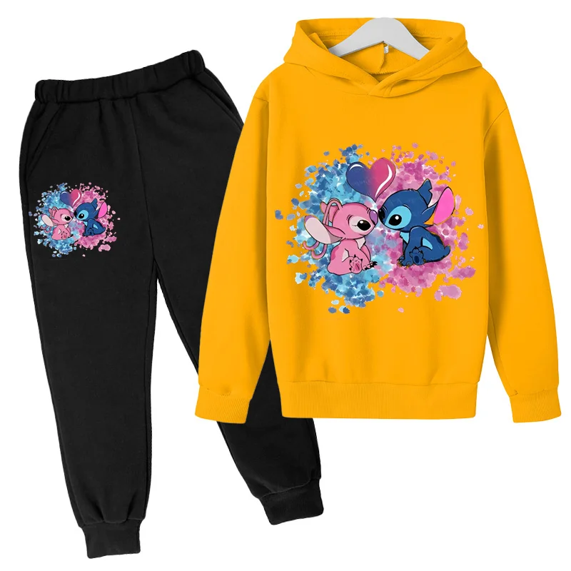 Kids hot selling spring and autumn hoodies boys and girls hoodies two-piece set 3-12 years old kids casual sports set Stitch