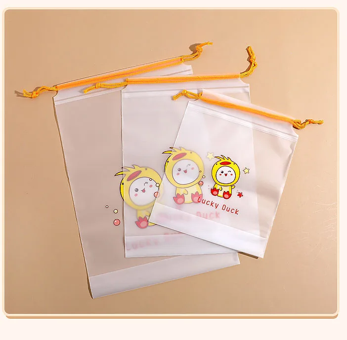 1pc Zipper Drawstring Storage Towel Brush Bags Women Girls Cute Transparent Clear Strawberry Fruits Printed Cosmetic Makeup Bags