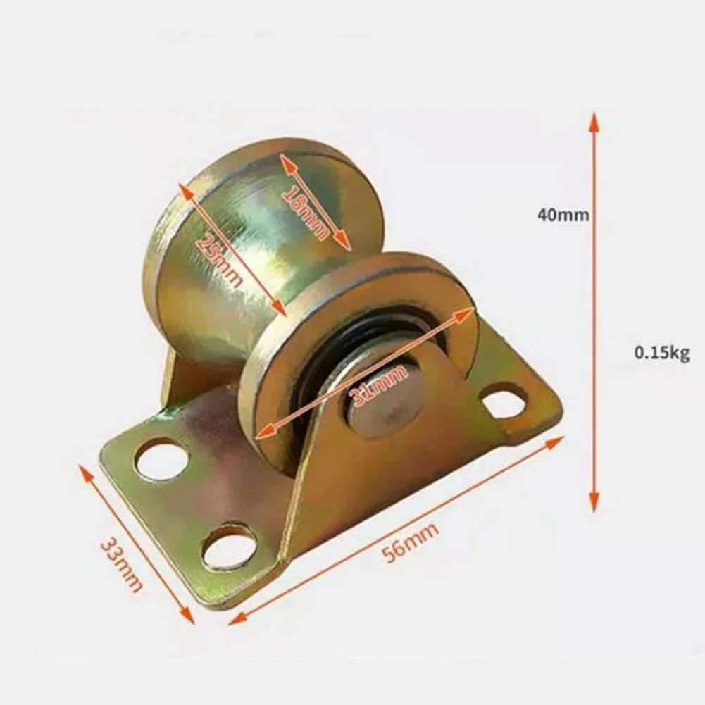 Pulley Block Gold Steel U Shaped Single Wheel Pulley Block with High Load Capacity of 441Lbs and 31mm Wheel Diameter