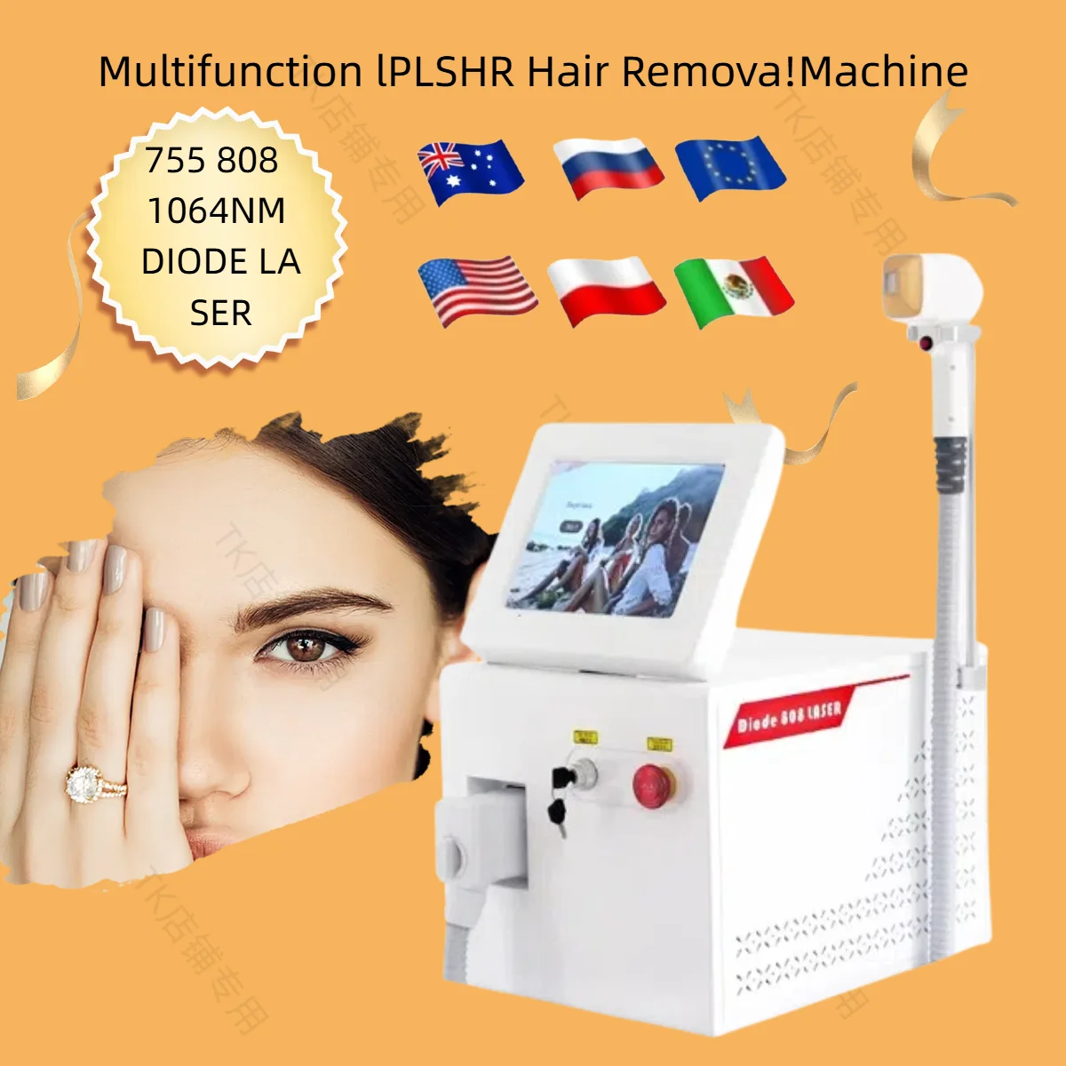 

New 808nm Diode Laser Remove Hair Machine Skin Rejuvenation Ice Titanium Painless Permanent Hair Removal Device