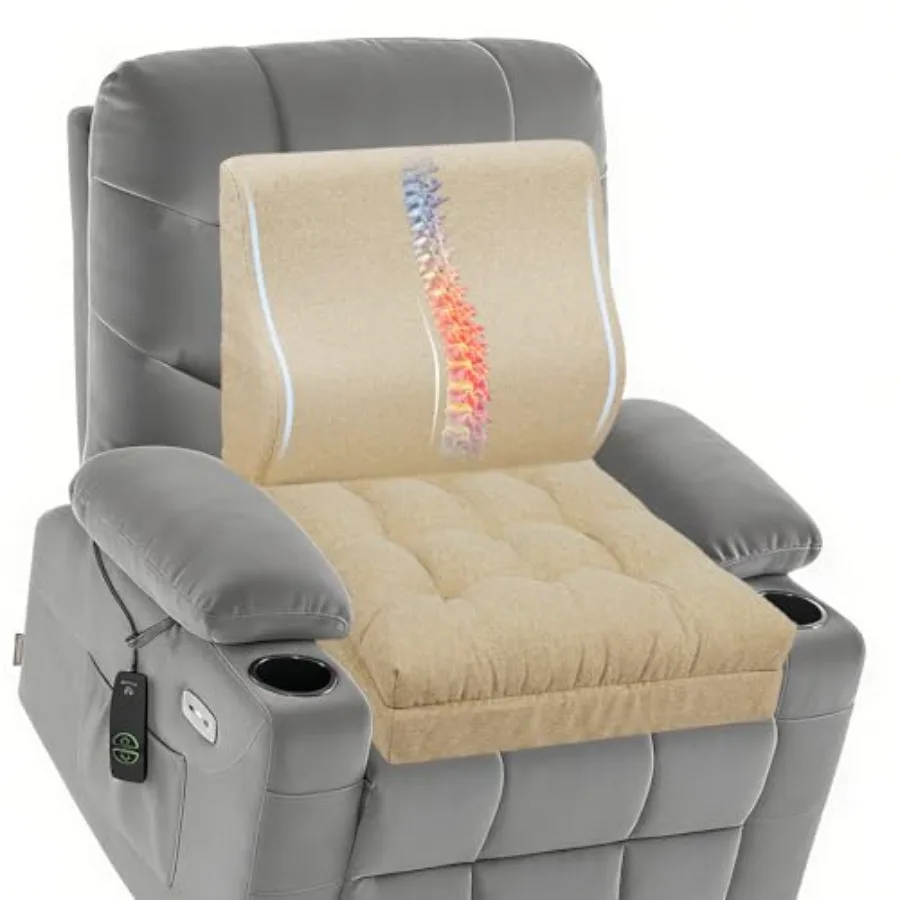 

Extra Large Memory Foam Recliner Cushions with Lumbar Support Pillow for Elderly 20x20x5 Inch Thick Dual-Layer Patent Design No