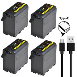 Batería de NP-F960 tipo C NP F980, 9600mAh NP F970, botón de encendido LED para Sony PLM-100, CCD-TRV35, MVC-FD91, MC1500C