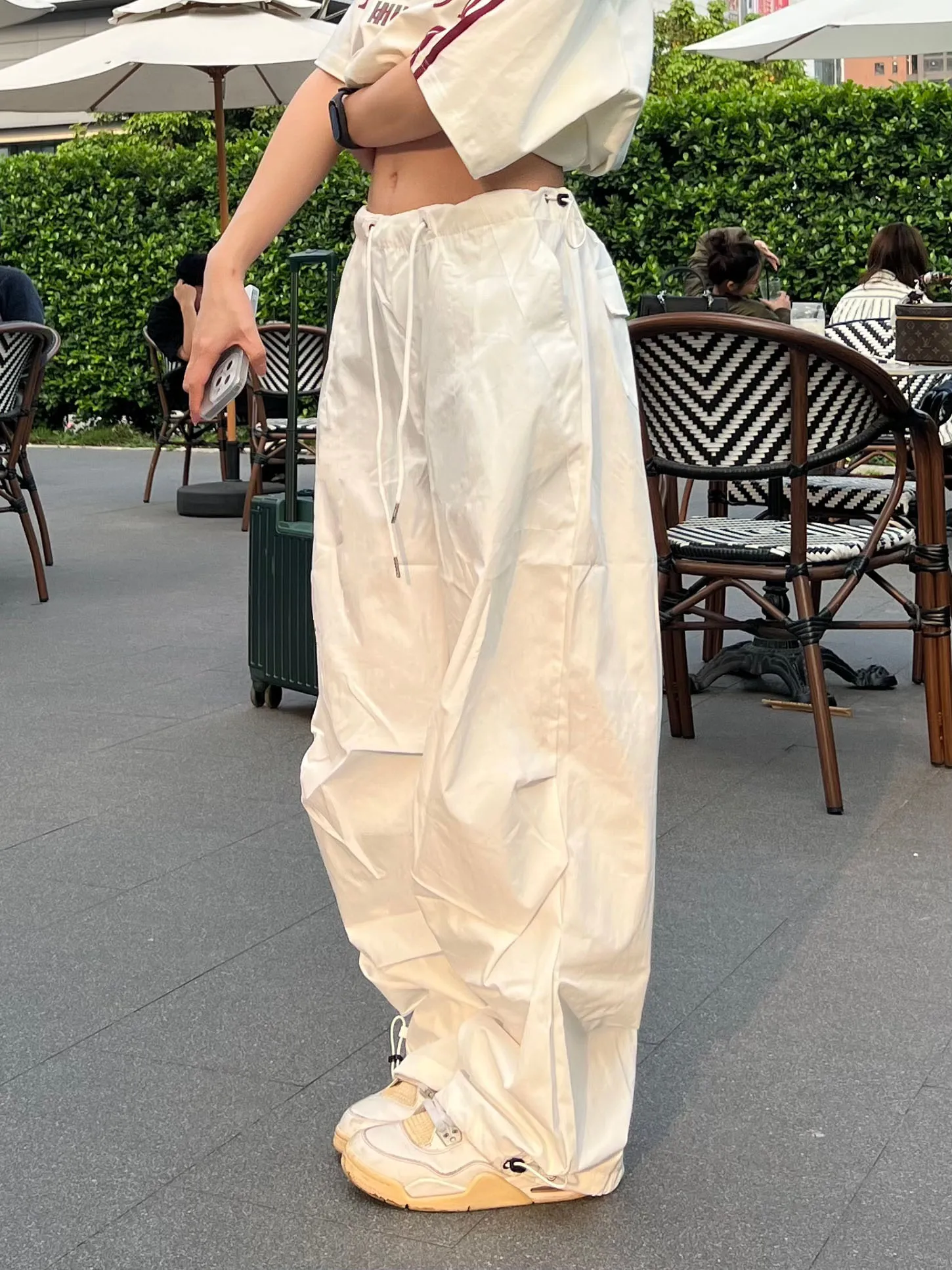 

Loose Thin Straight Leg Workwear Pants ex Spring Summer Casual Trousers Parachute Design Commute Sle Cotton Polyester B...