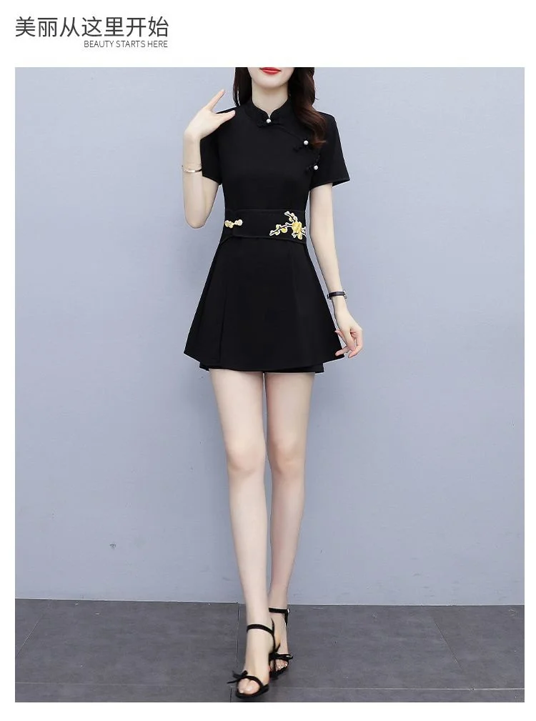 Frauen Anzug Chinesischen Stil Kleidung Zwei Stück Sets 2025, Sommer Neue Crop Top Und Shorts Retro Cheongsam Outfits Passenden für Frauen – Detail 7