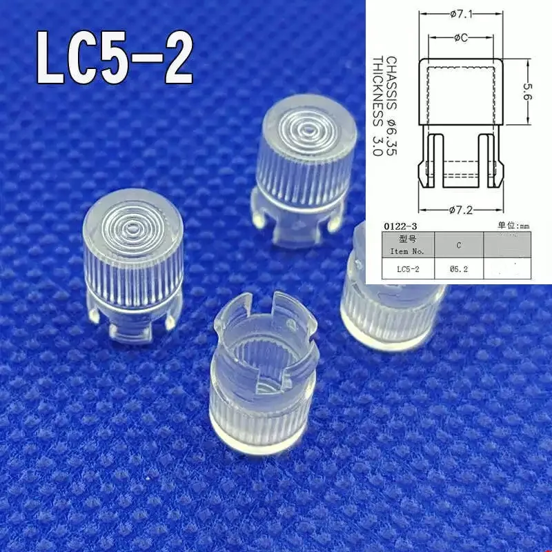100PCS  5MM Threaded LC5-2 LED Light Guide Cap, Transparent 5MM Light Guide Column, LDR/Photoresistor & LED Lampshade