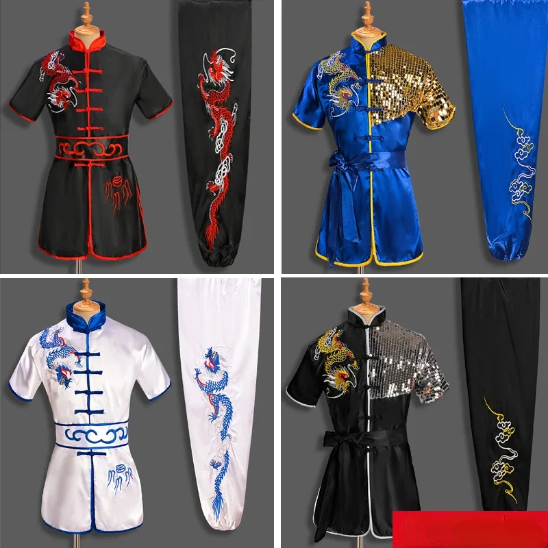 Chinese Traditional Dragon Wushu Uniform Kung Fu Clothing Men Women Set Martial Arts Uniform Tai Chi Uniforms Exercise Clothing