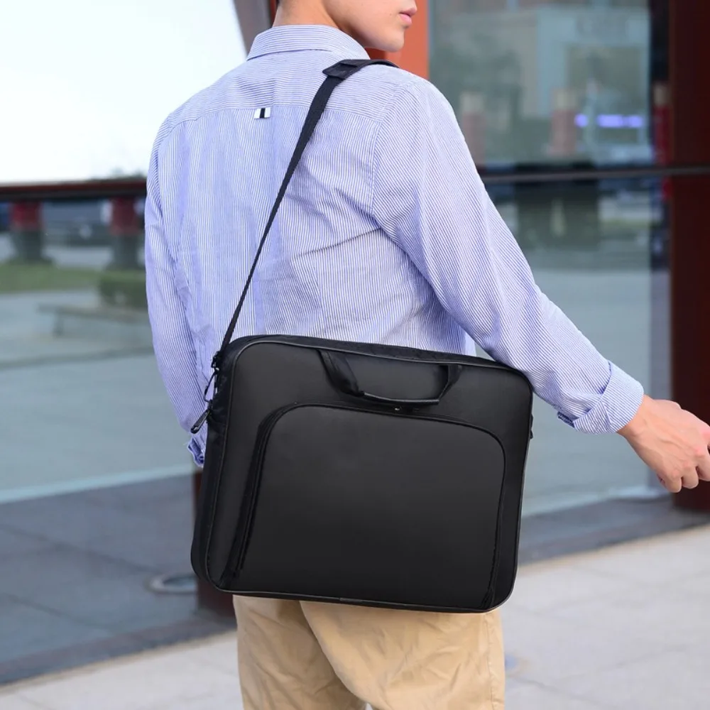 15 Zoll 15,6 Zoll 17 Zoll Laptoptasche mit doppeltem Reißverschluss, universelle tragbare Umhängetasche, wasserdicht, schwarz für Lenovo/Huawei