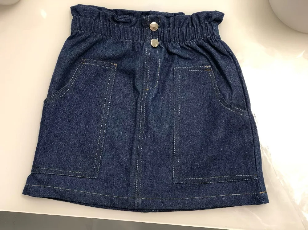 2023 Summer Girls Casual Jeans Denim  Skirt with Button Pocket