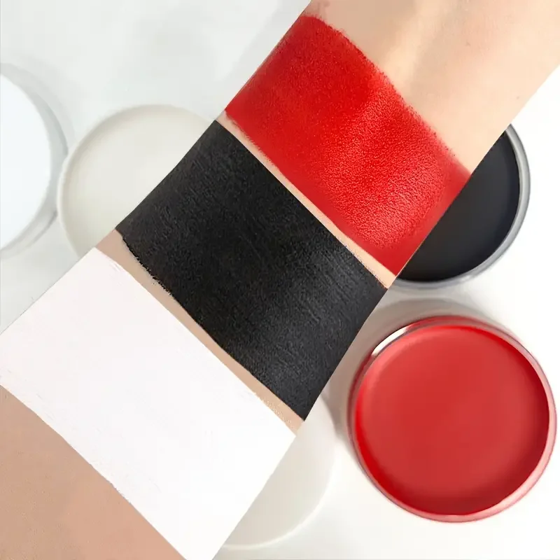 White Black Red Face Body Paint Set, 6 Brushes Included