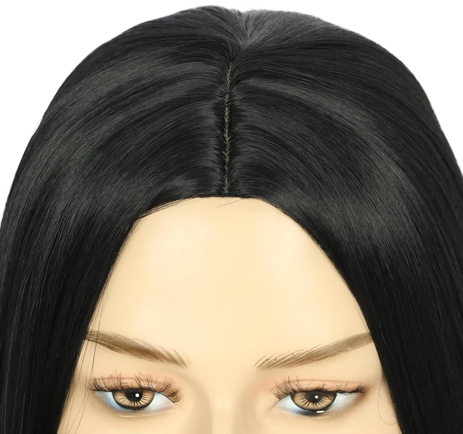 Perruque synthétique noire longue et lisse pour femmes, Costume de Cosplay d'halloween, Anime pour femmes, usage quotidien, résistante à la chaleur