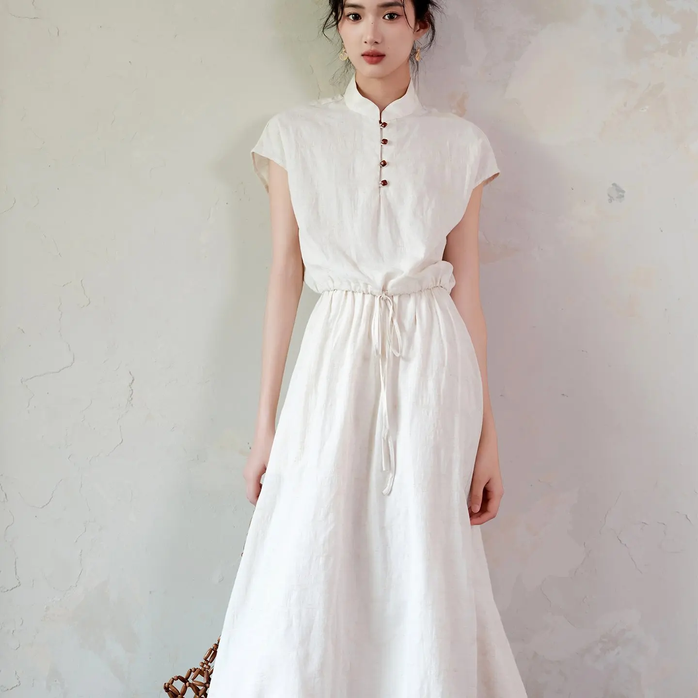 

New Chinese Sle Zen Inspired Dr Waist Cinched Collar Two Piece Set Long Daily Outfit Women's Faion