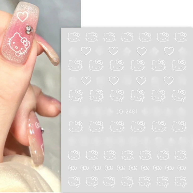 Commercio all'ingrosso 10 pz/lotto HelloKitty 3D Nail Art Stickers adesivi per unghie HelloKitty Nail Art Design giapponese accessori felici fai da te