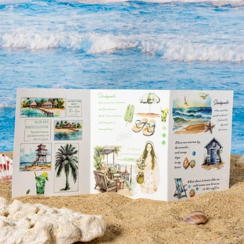 1Roll Sea Breeze Series Tape Beach Theme Journal DIY Repeating Supplies 6 Styles Stickers Colourful Tape