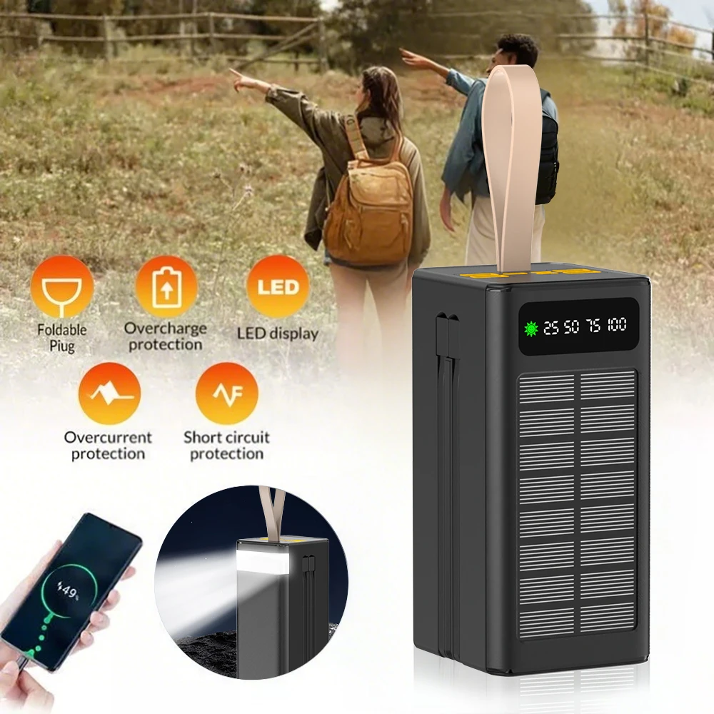 

60000mAh large-capacity hanging solar charger, with LED power indicator, 7 input/output ports. Highly recommended gift,