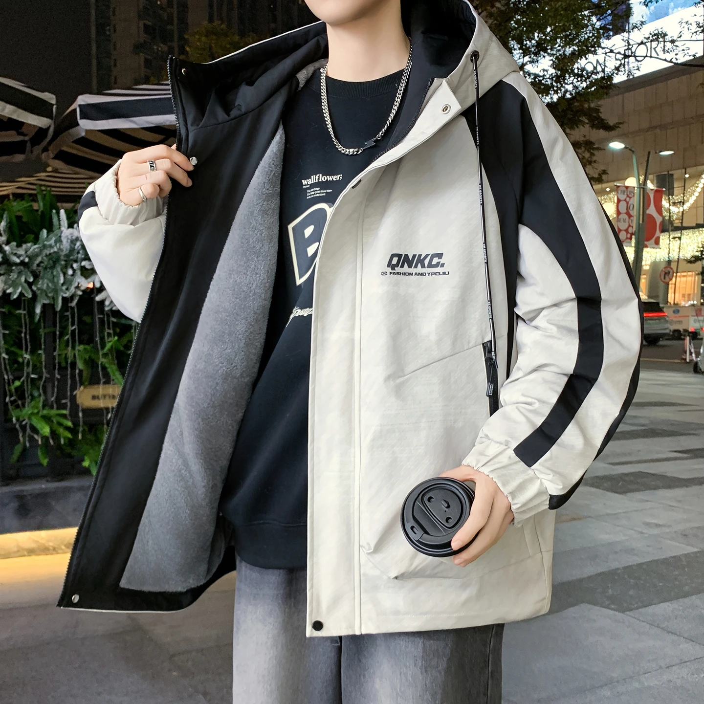Men's Fleece Lined Jacket Thickened Casual Outerwear Autumn Winter New Style Fashionable Korean Version Warmth Standard Fit