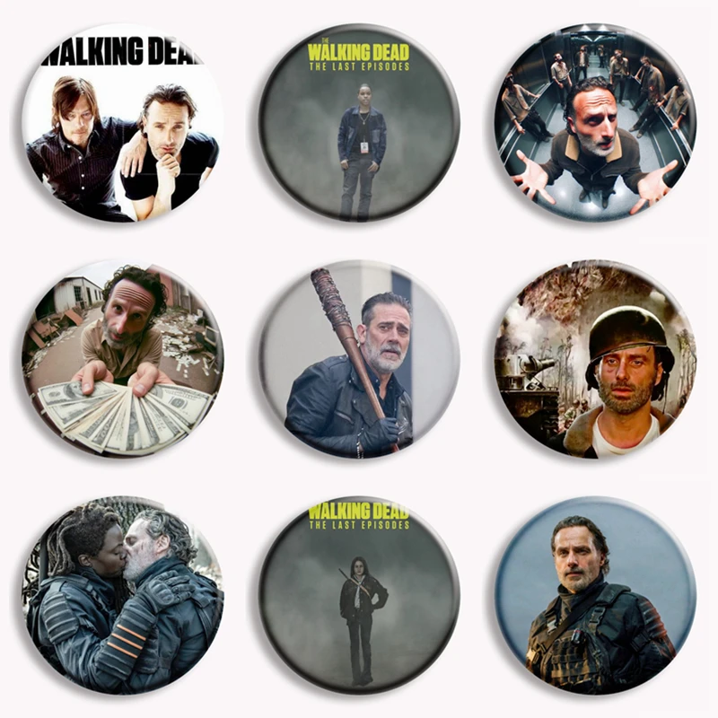 The Walking Dead Pop TV Show Botão Pin, Broche de Filme Clássico, Badge Bag Acessórios, Fãs Decoração, Colete Amigos Presentes