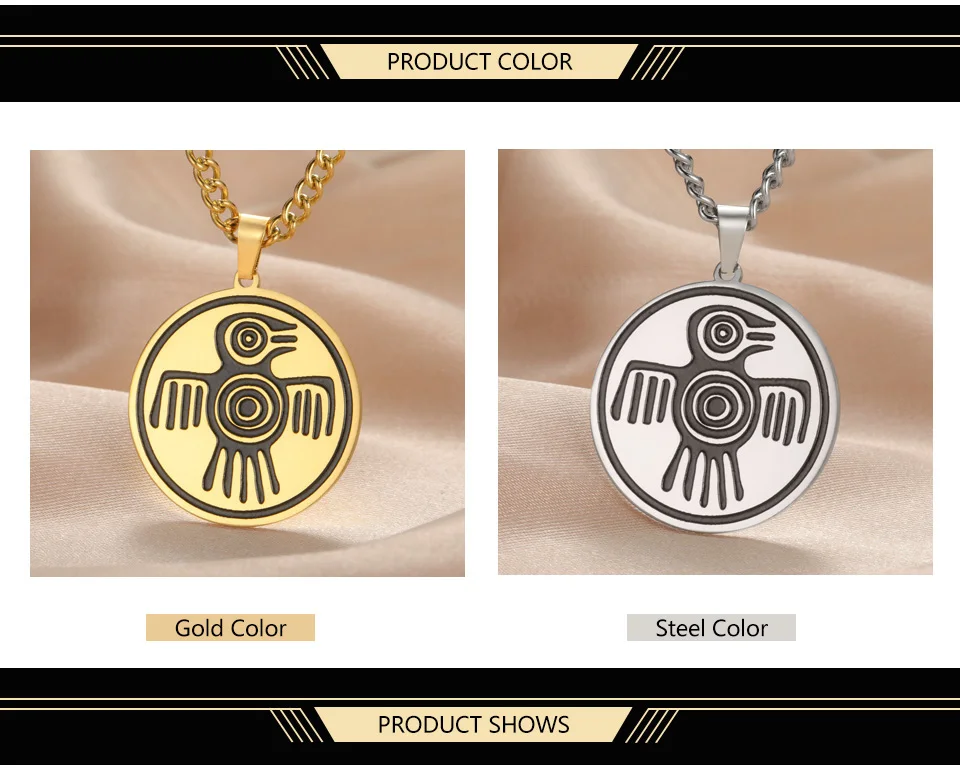 Dawapara aztekischen Geist Vogel Symbol Halskette Maya Kultur Kraft Stärke und Mut Amulett Anhänger Edelstahl Schmuck – Detail 3