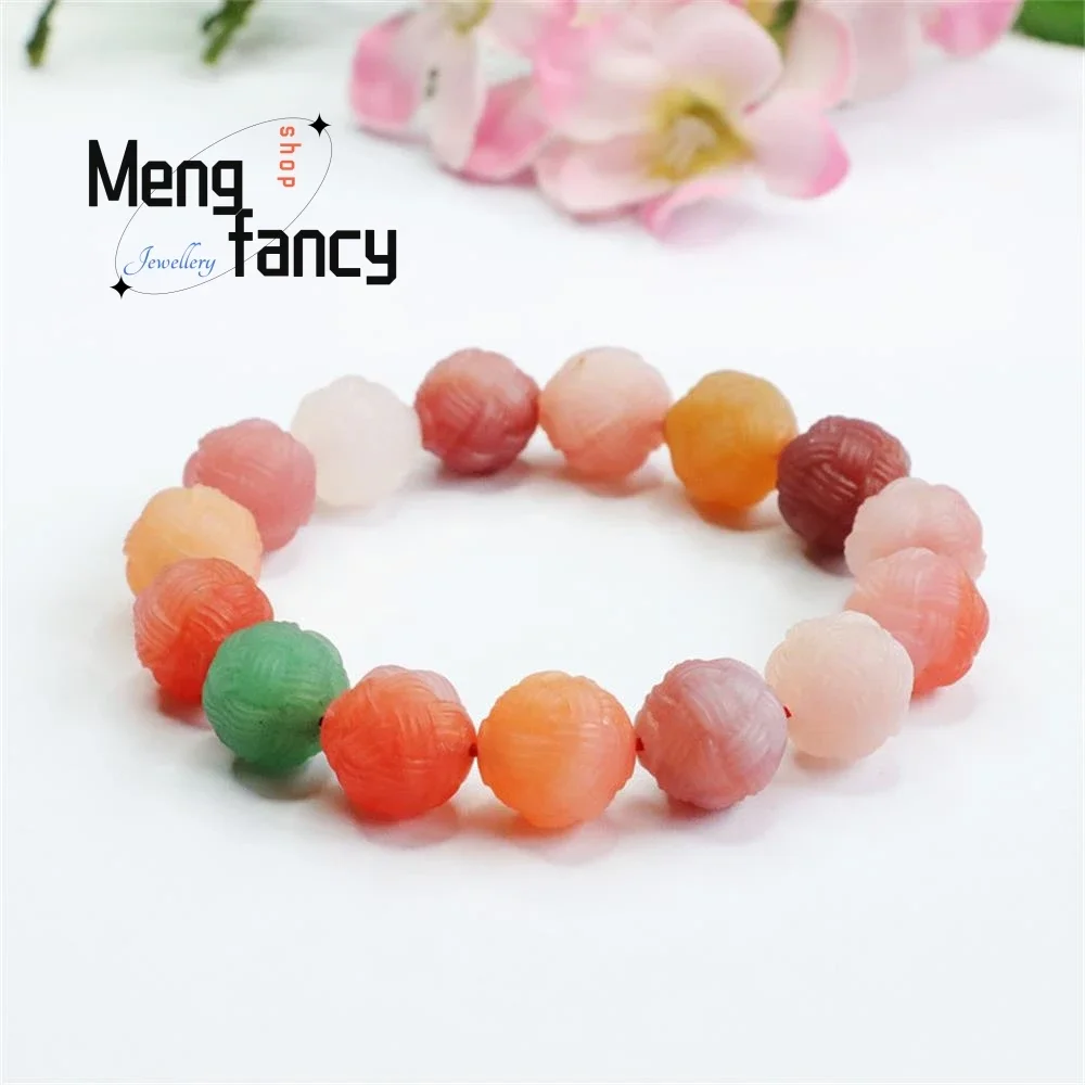 

Natural Salt Source Agate Strings Embroidery Ball Candy Bracelet Colorful Treasure Simple Elegant High-grade Luxury Fine Jewelry