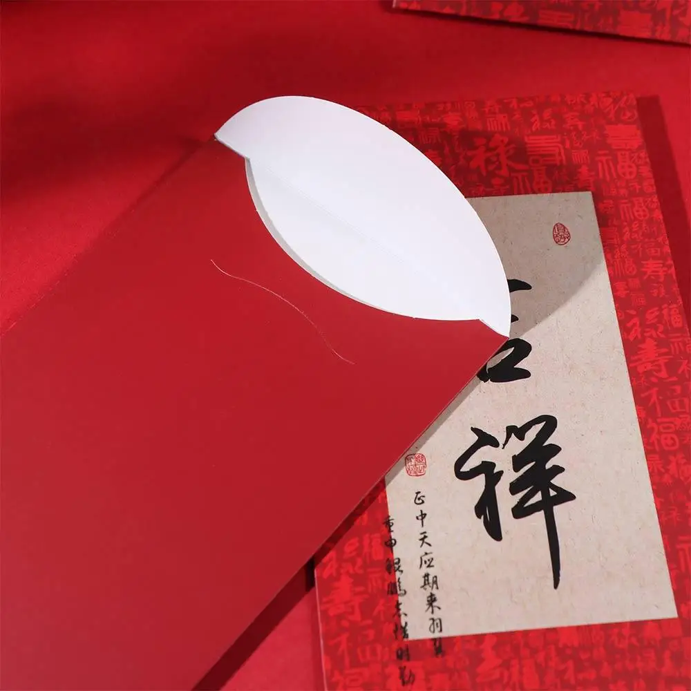 6Pcs Solid Chinese New Year Red Envelope Mixed Pattern Blessings Printing Red Packet Paper Rectangular HongBao 2025